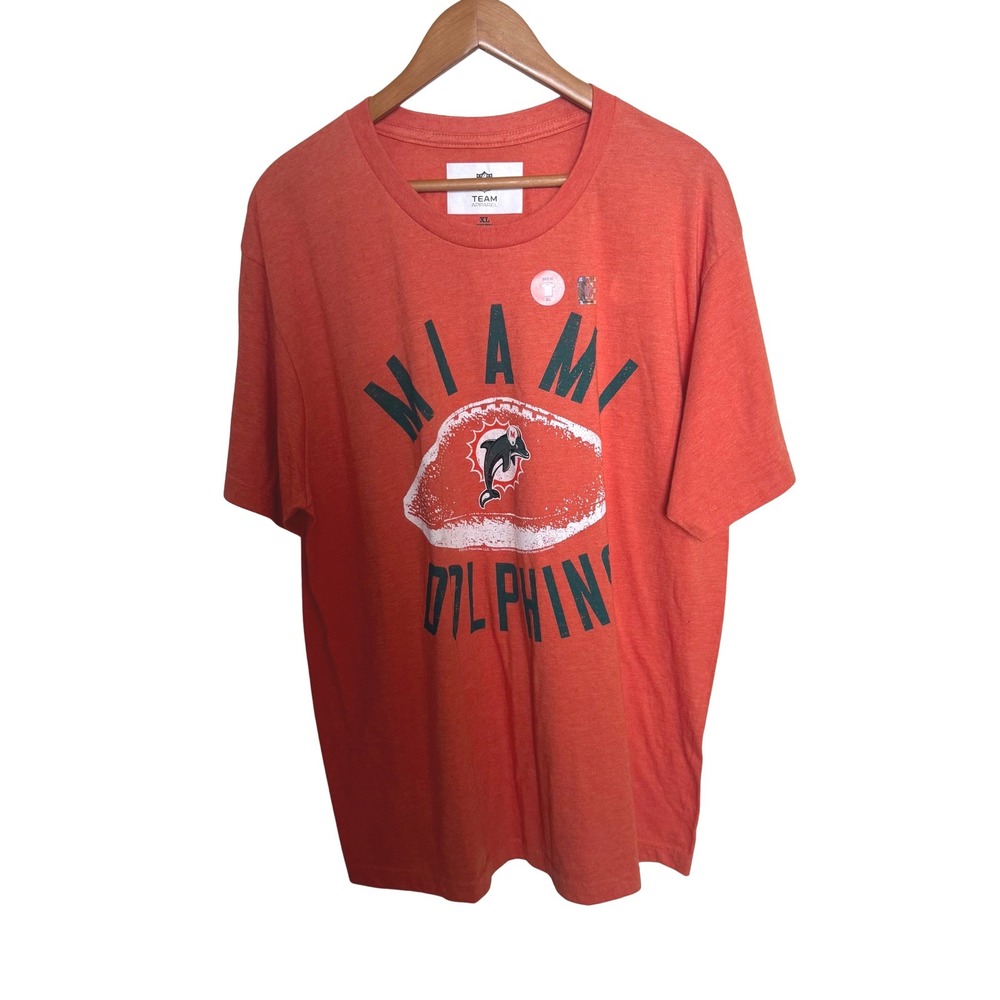 NFL Team Apparel Miami Dolphins Graphic T-Shirt Orange Heather Mens XL Excellent